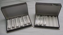 Boîte De 9 Porte-couteaux Vintage - Métal Argenté Brillant - 10 Cm - Très Bon état