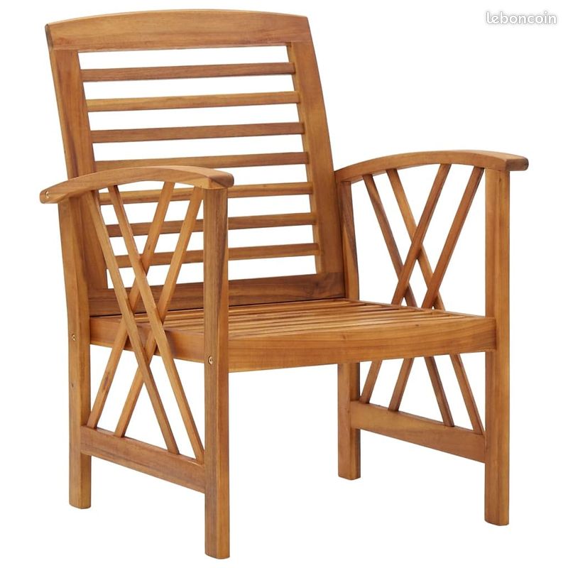 Lot de 2 Chaises Bois Massif Acacia - Fauteuils de Jardin - Mobilier Extérieur Terrasse (image 2)
