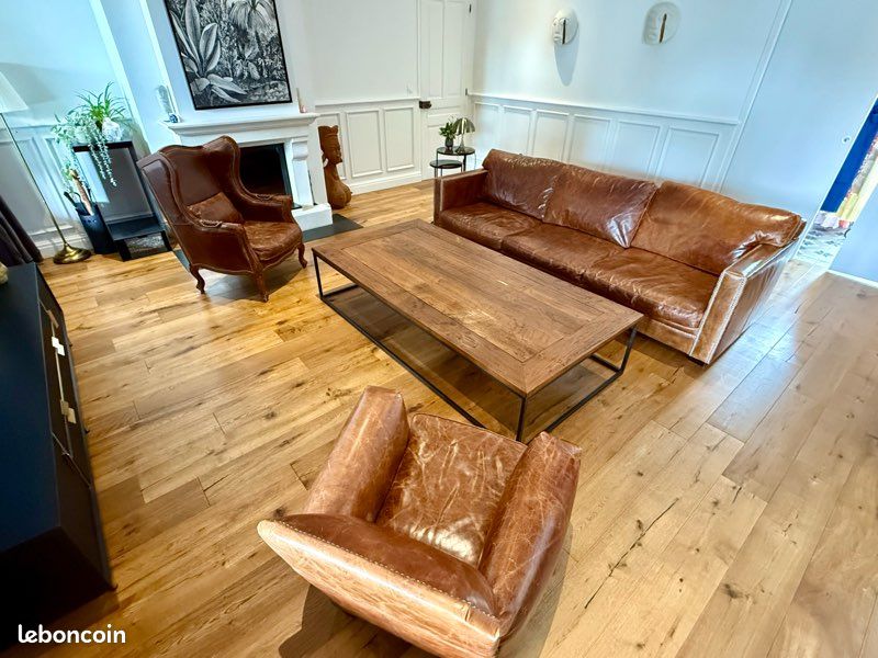 Table basse en chêne, Table de salon dinatoire, Table bar de salon, Table de salon Bénodet