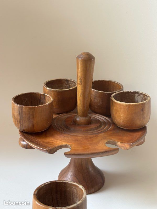Coquetiers et support en bois d’olivier (image 3)