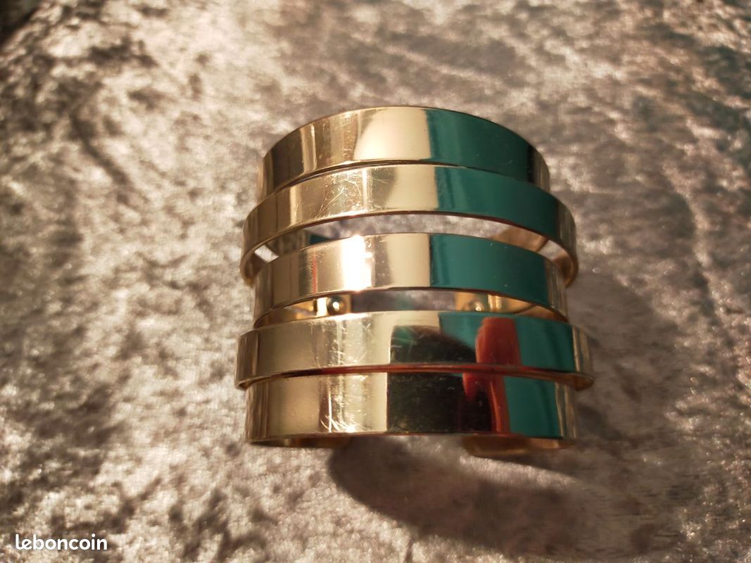 Bracelet Manchette Doré Multirangées Cristal - Neuf Avec Pochette Cadeau