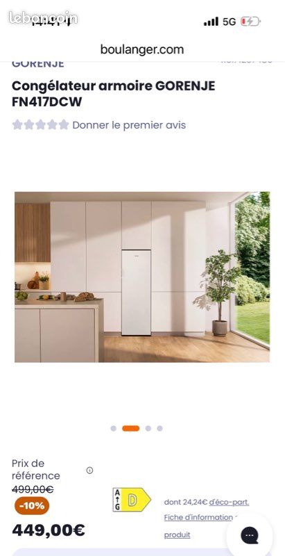 Congélateur armoire GORENJE No Frost FN417DCW - Excellent état (image 5)
