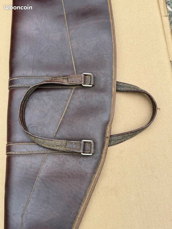 Ancien étui à Fusil En Simili Cuir Marron - Rangement Et Transport