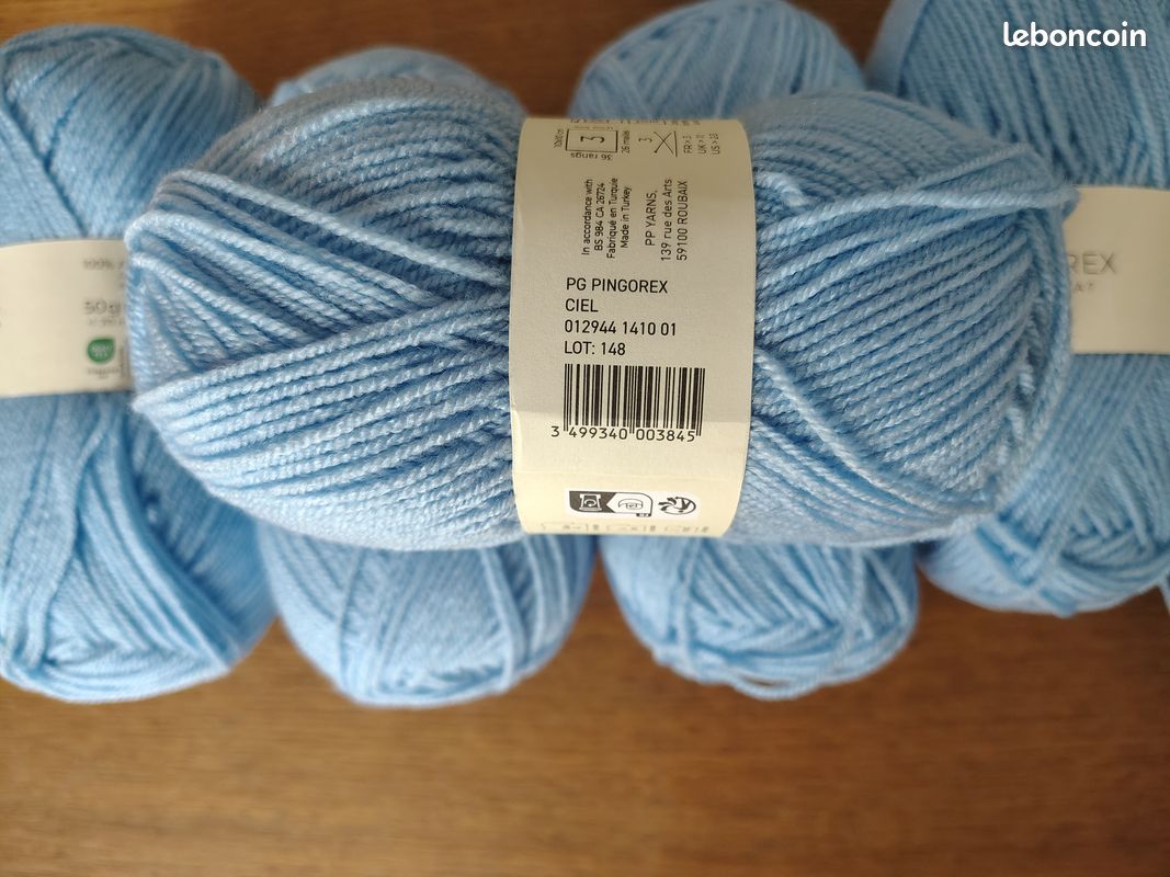 Lot de 6 pelotes pingorex de pingouin bleu ciel neuve 50g spécial layette (image 4)
