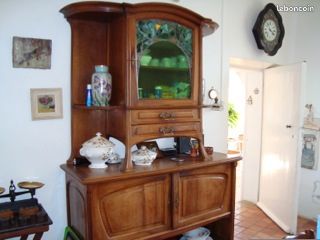 Buffet vaisselier art nouveau deux corps avec vitraux (image 1)