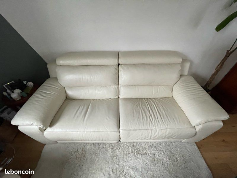 Canapé en cuir avec assise électrique (image 1)