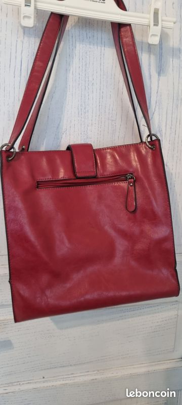Sac à Main Inès DELAURE Rouge – Porté épaule, Fermeture Zip, Style Chic