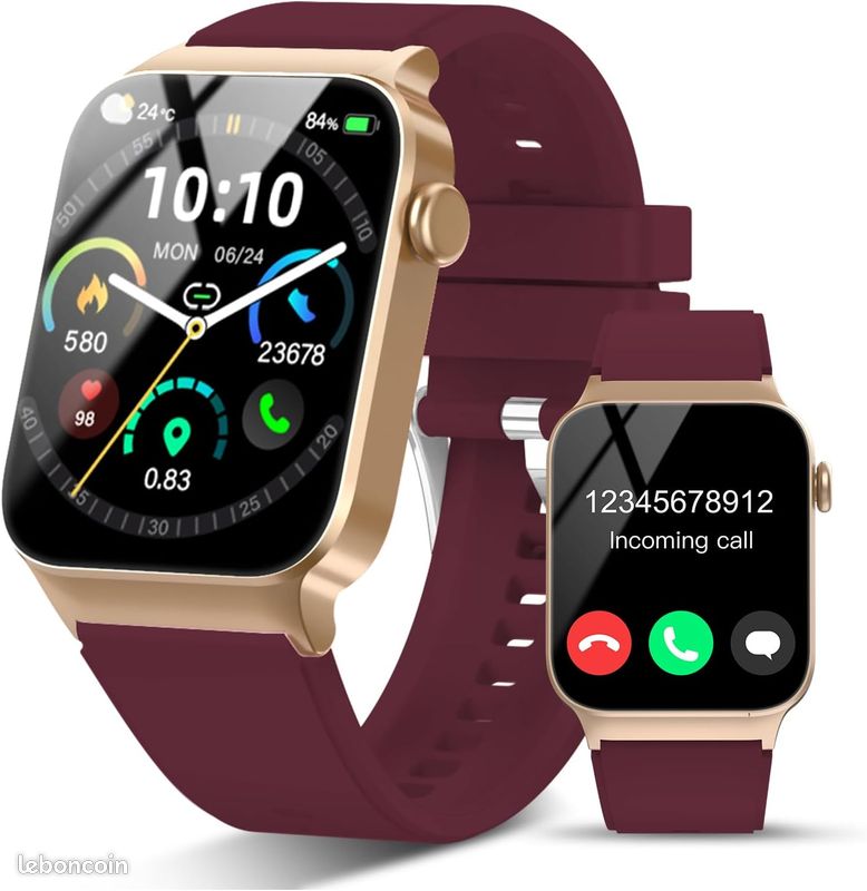Montre Connectée Femme - Bracelet Sport Rose - Podomètre, Cardio - Générique