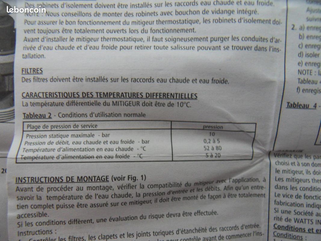 Mitigeur thermostatique Compact Watts MMV-C Raccords union 3/4 Neuf (image 6)