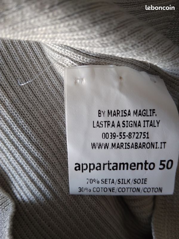 Gilet maille soie&coton manches longues gris perle (image 2)