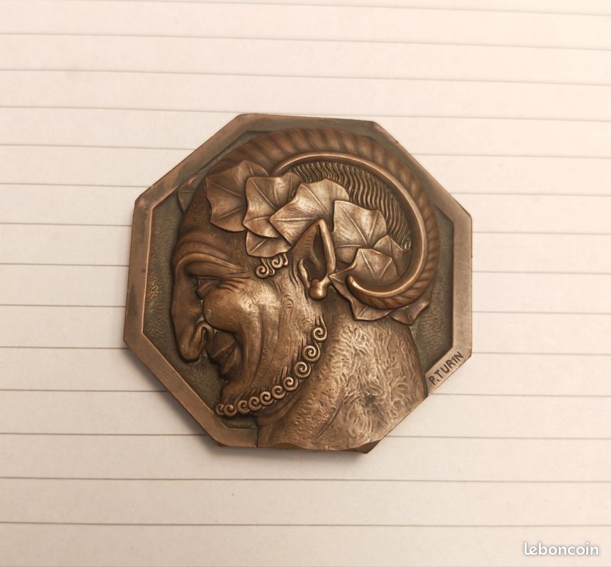 Profil De Napoléon 1er Médaillon En Bronze Doré Et Patiné