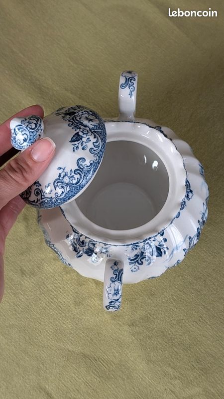 Grand Sucrier Avec Couvercle Et Cuillère - Pot à Sucre Porcelaine Motif Fleur