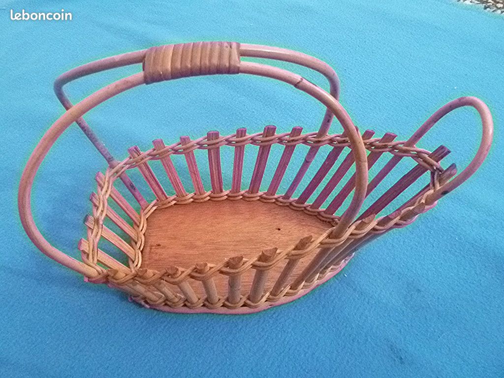 Porte bouteille , serviteur en osier, vintage (envoi possible) (image 2)