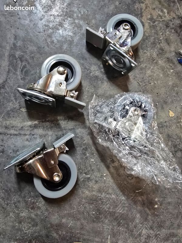 Roulette Pivotante A Œil Galet Caoutchouc Gris Diam 100 Mm