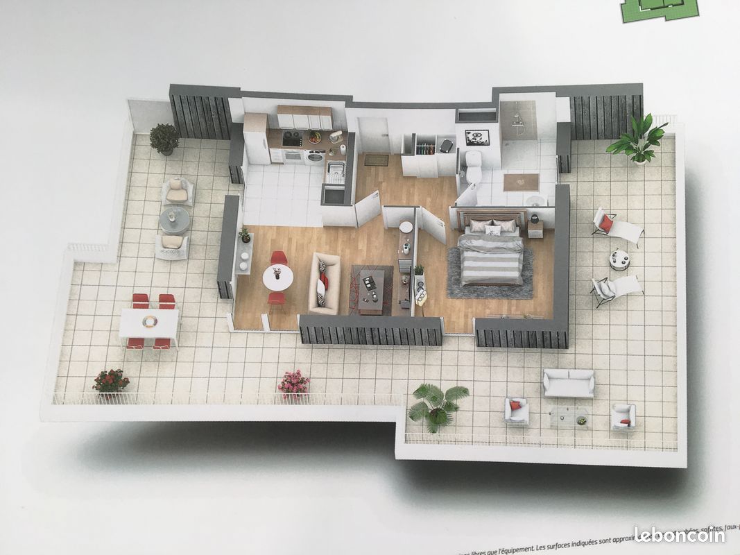 Appartement 2 pièces 44 m² · à Torcy · 43,7 m² · 999 €/mois