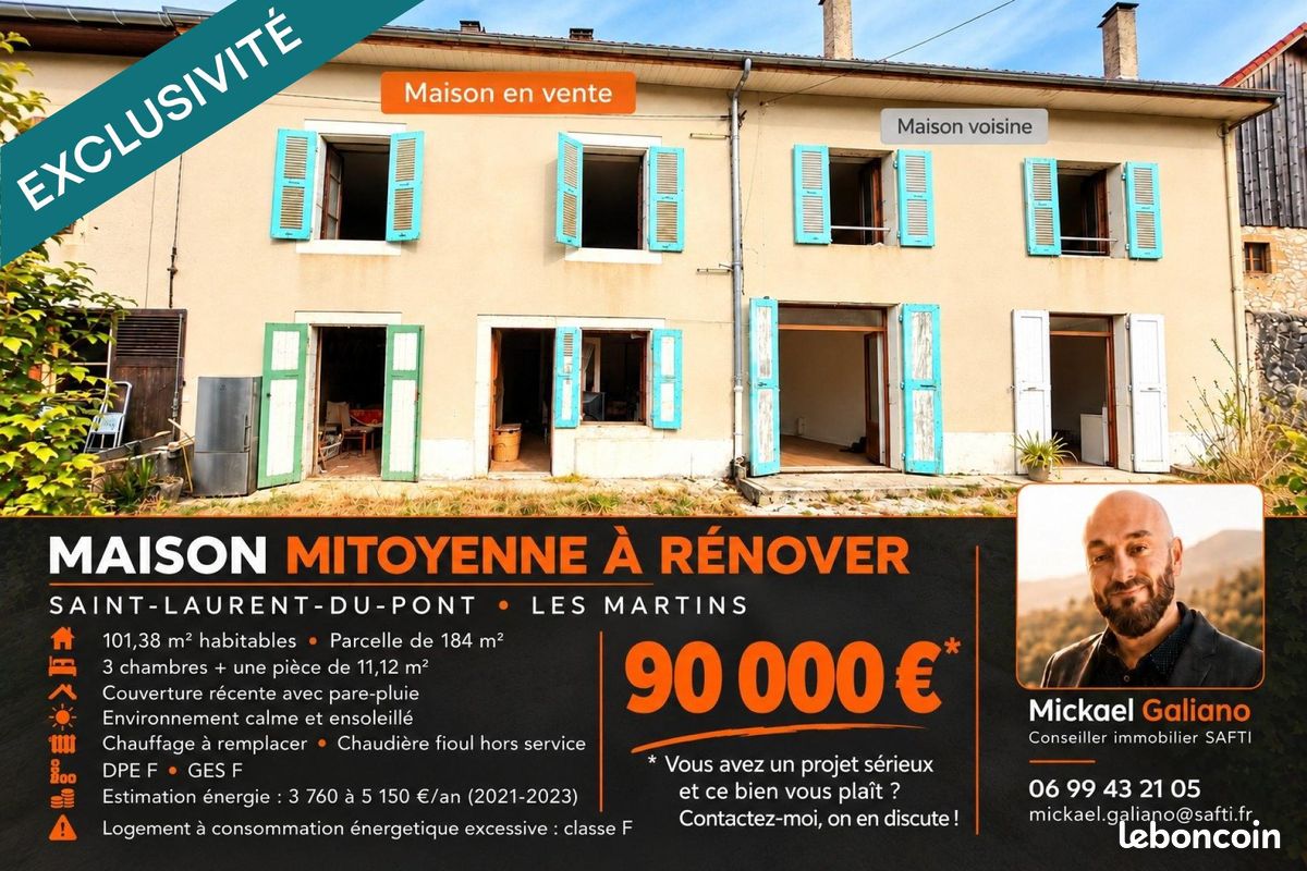 Maison 5 pièces 98 m² · à Saint-Laurent-du-Pont · 98 m² · 90 000 €