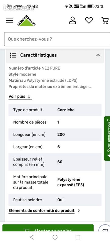 10 corniches polystyrène 2m à peindre (image 4)