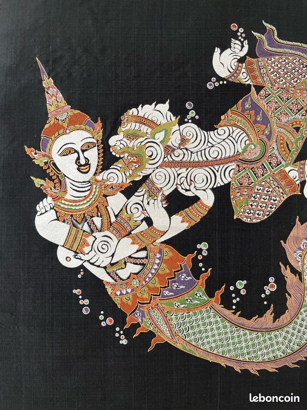 Tenture murale divinité et dragon mythique style thaï / balinais (image 3)