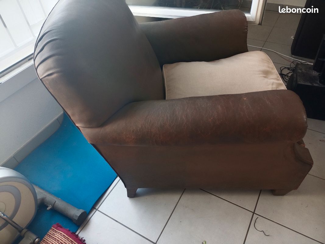 2 fauteuils cuir vintage (image 17)