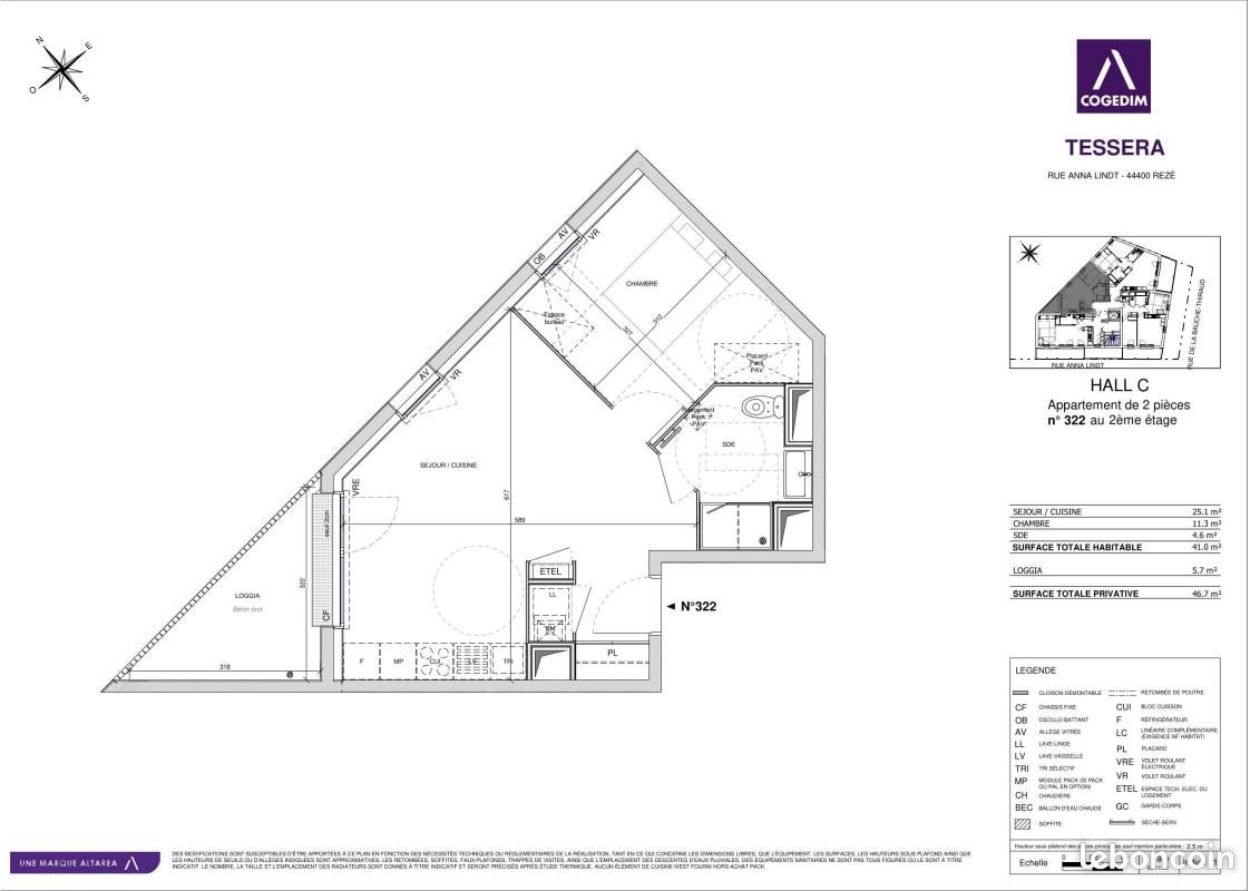 Appartement 2 pièces 41 m² · à Rezé · 41 m² · 633 €/mois