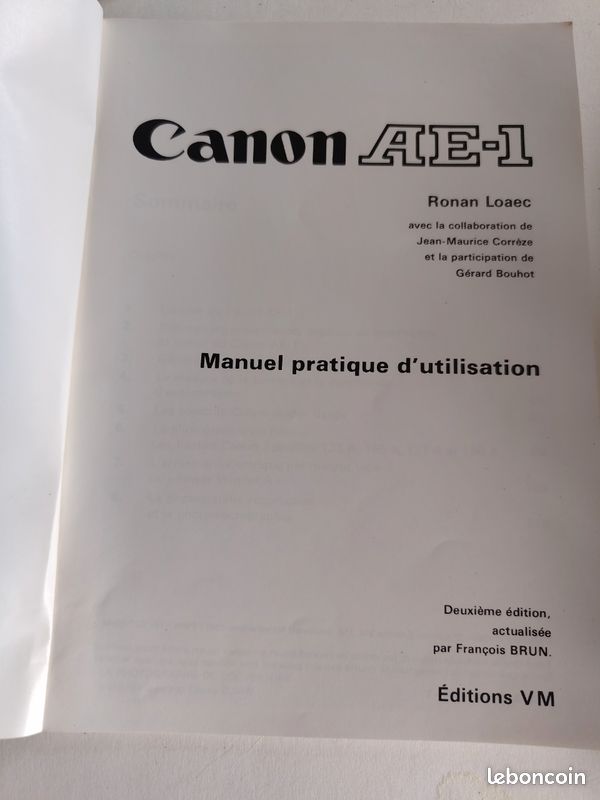 Manuel en français du Canon AE-1