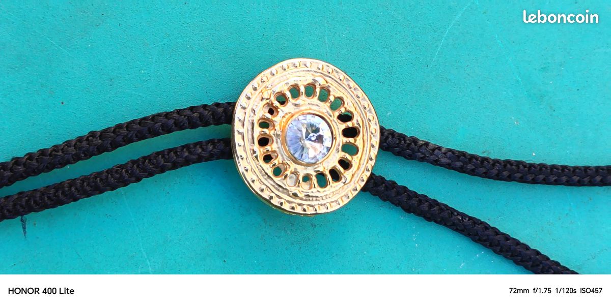 Cravate Vintage Motif Cheval - Fermoir Clip Bar Western Or - Course Cowboy