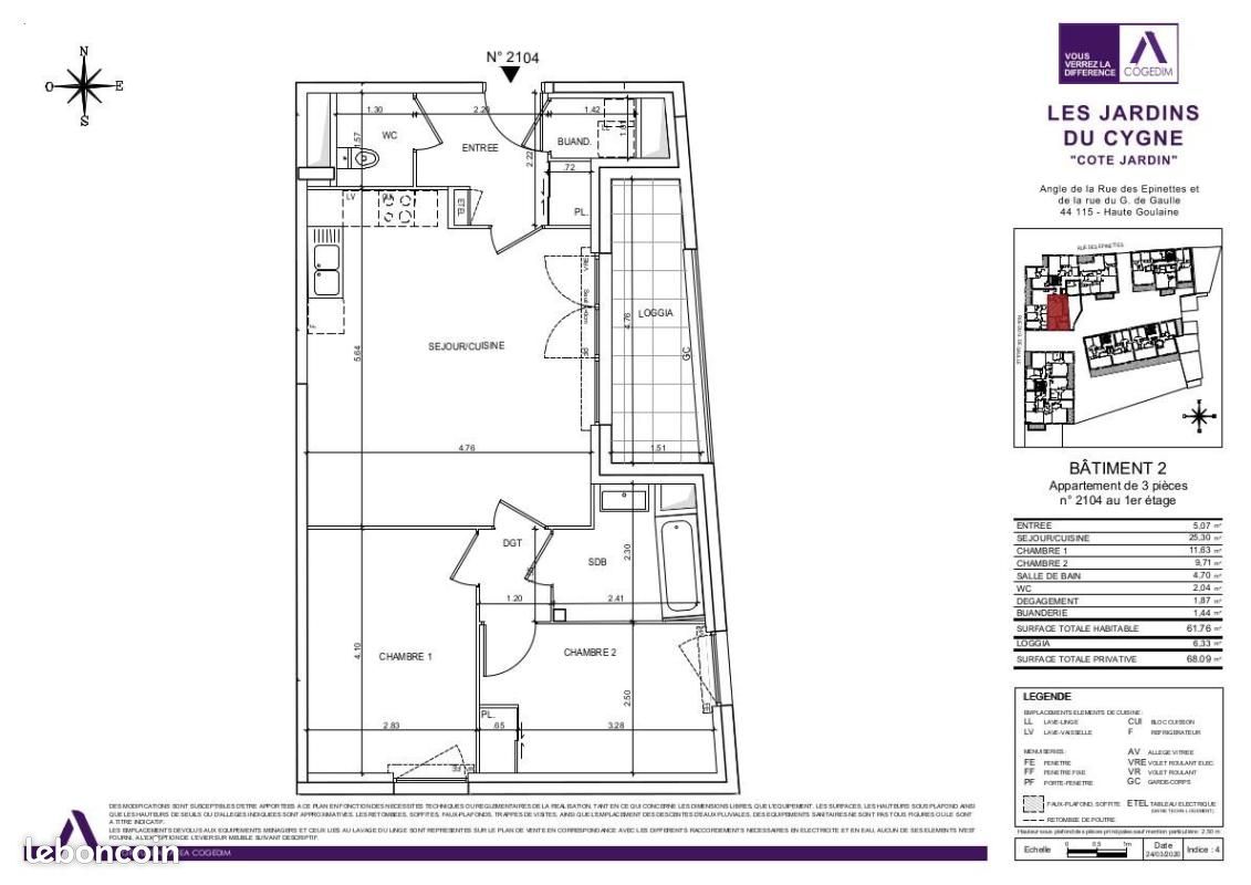 Appartement 3 pièces 61 m² · à Haute-Goulaine · 61 m² · 820 €/mois