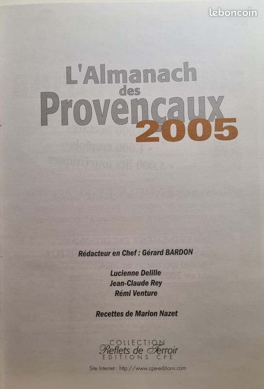 Livre connaissance GERARD BARDON "L'ALMANACH DES PROVENCAUX" (image 2)