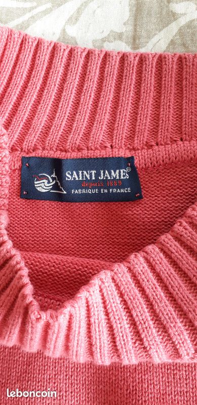 Pull Gilet Vintage Saint James 100% Laine Jaune - Taille 5 (XL 44/46) - Fabriqué En France