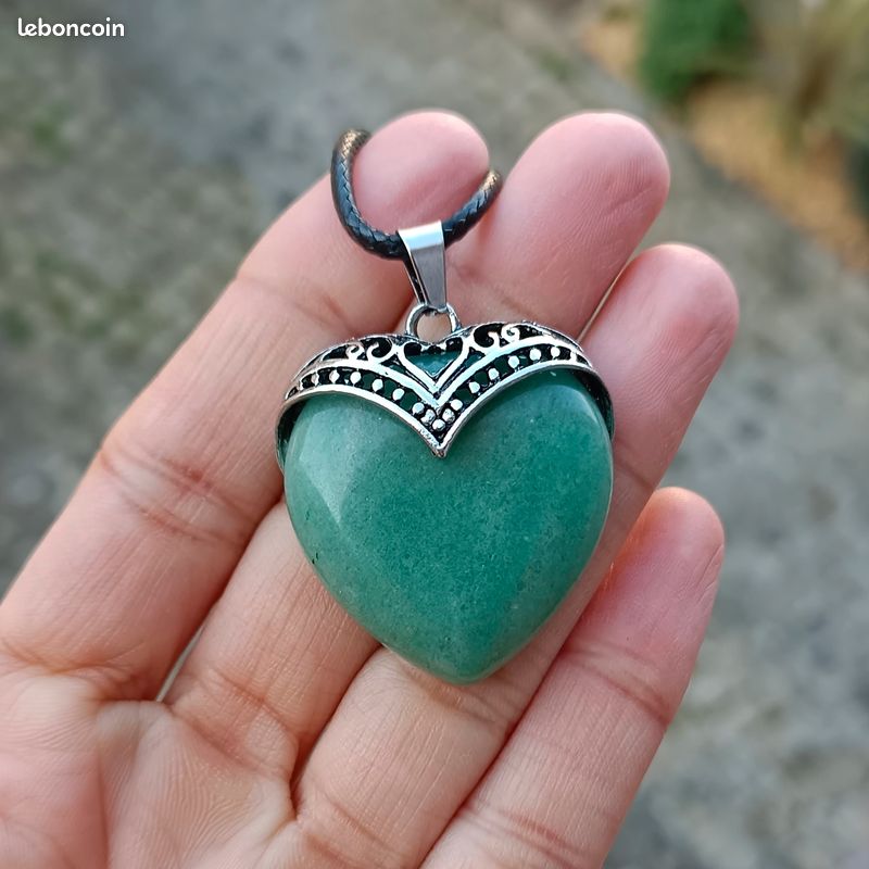 Pendentif Collier En Aventurine Verte - Pierre Naturelle - Nouveau Avec étiquette