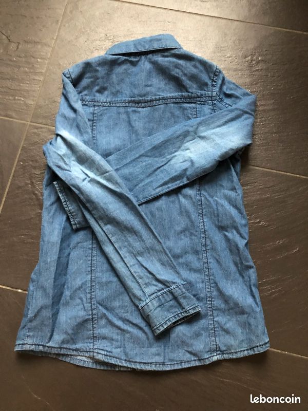 Chemise jeans bleu 10 ans Vertbaudet coton (image 9)