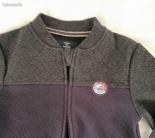 Gilet Terre De Marins Gris - Taille 7 Ans - Thème Marin - Occasion Très Bon état