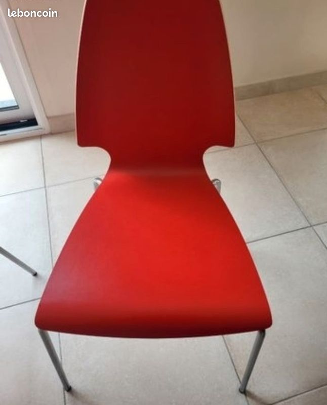 Chaises rouge lot de 4 (image 3)