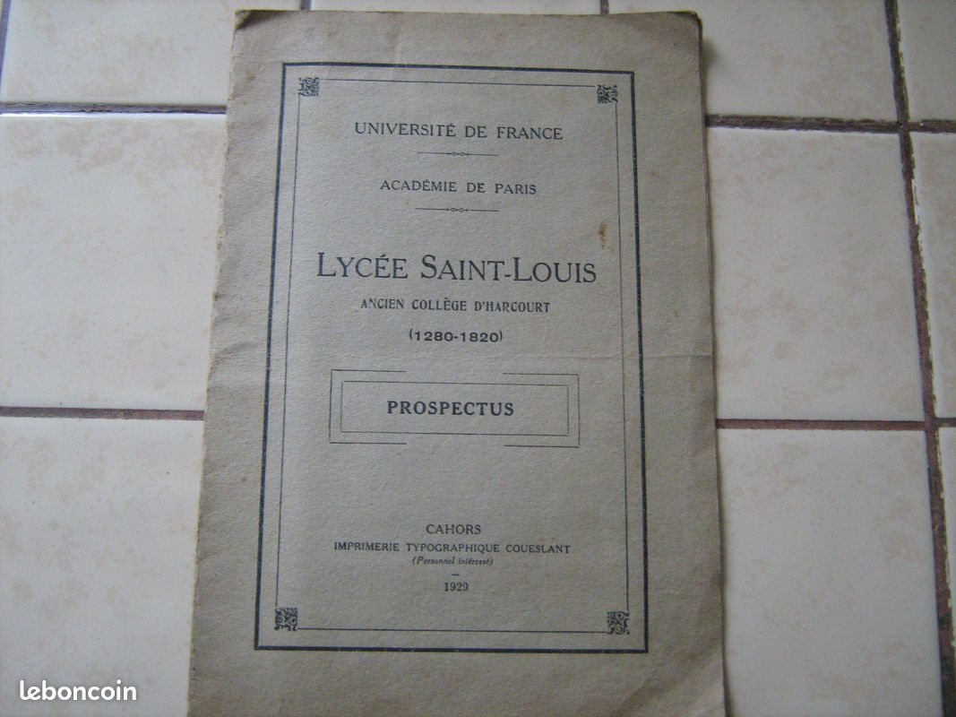 Prospectus du lycée Saint Louis ancien collège d'Harcourt (image 1)