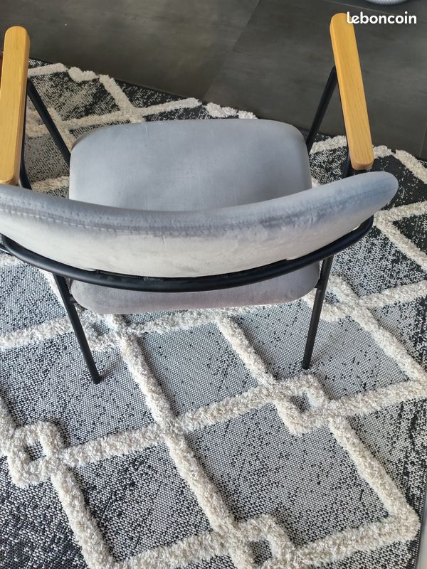 Fauteuil de salon Atmosphera - Fauteuil design en velours Dyer - Gris - Dyer (image 2)