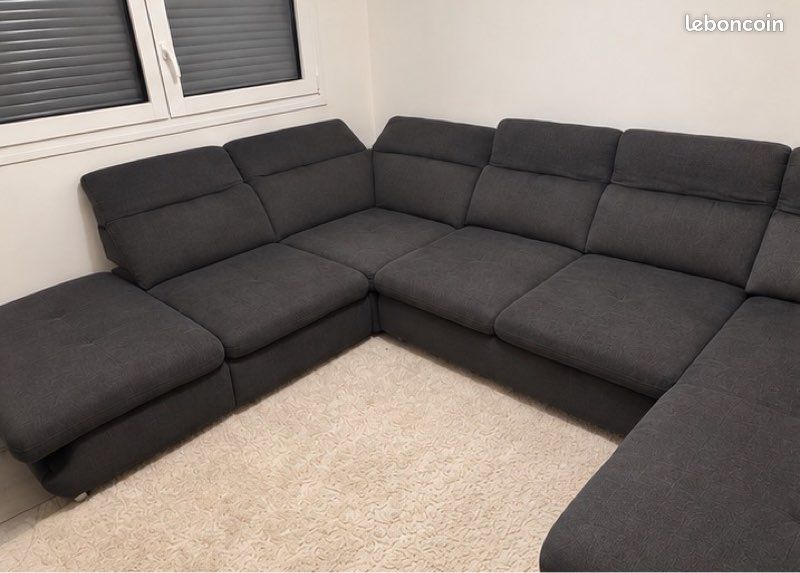 Canapé panoramique en U gris anthracite – convertible (image 3)
