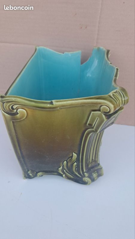 Rare paire de cache-pots Sarreguemines Art nouveau en barbotine – modèle 331 (image 17)