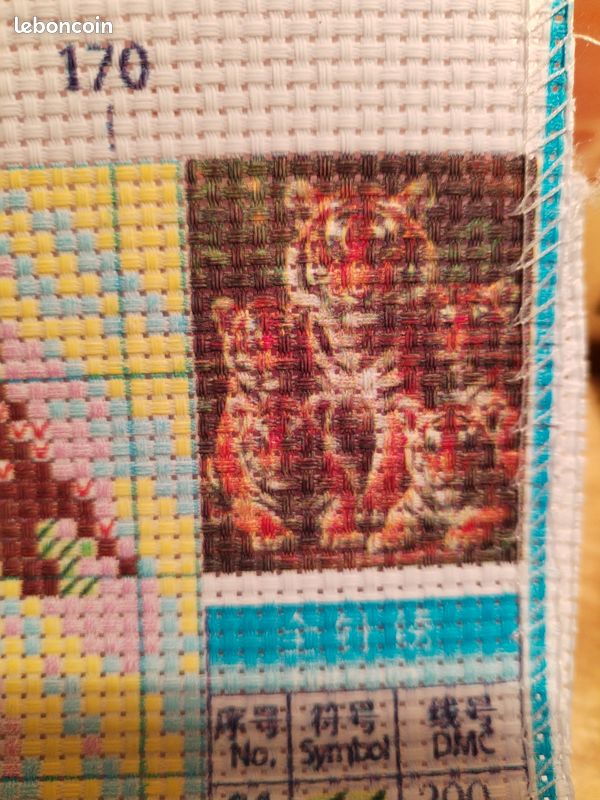 Kit Point De Croix Complet Tigre Blanc 40x50 Cm – Toile Imprimée, Fils DMC, Débutant Adulte, Broderie Facile & Détailée