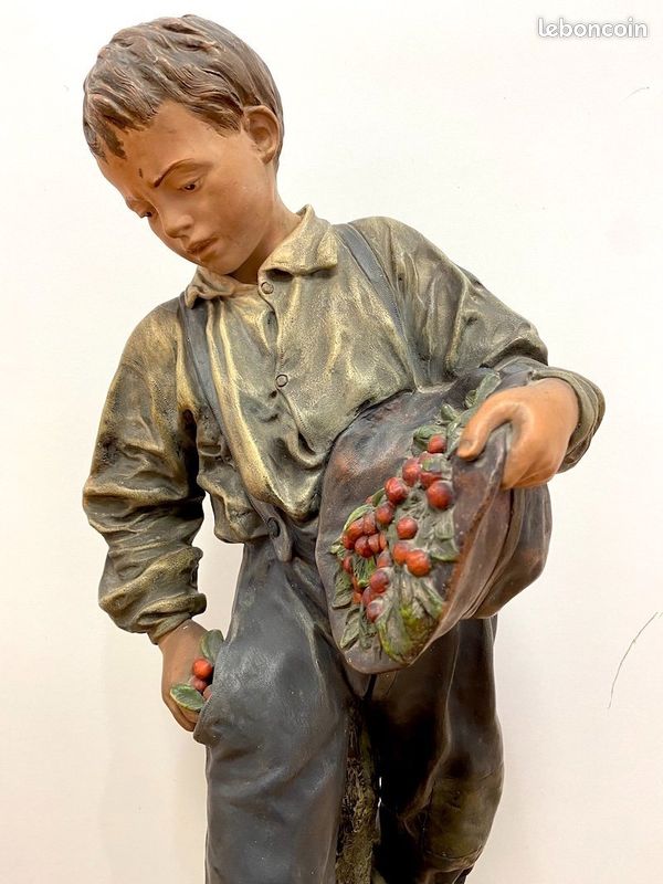 Joseph Le Guluche (1849 - 1915) - terre cuite " Le voleur de cerises" (image 3)