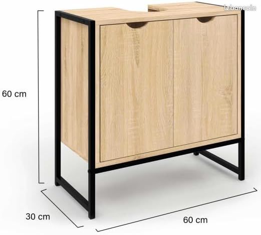 Meuble sous-lavabo salle de bain design industriel (image 2)