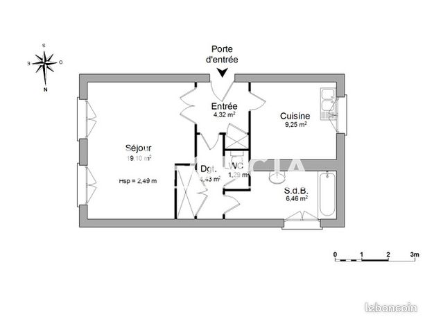 Appartement 1 pièce 43 m²
