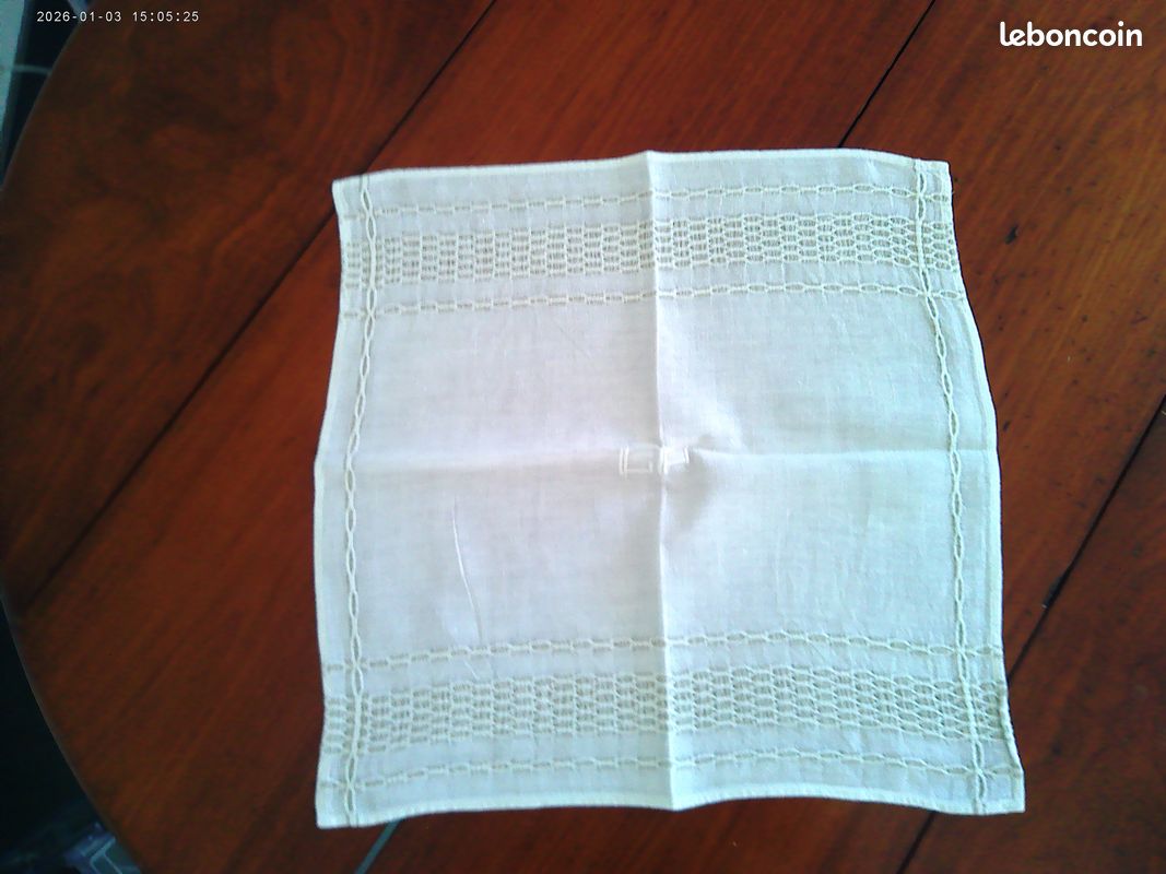 SERVICE DE TABLE XIXème en lin 1 NAPPE rectangulaire et ses 12 SERVIETTES (image 6)