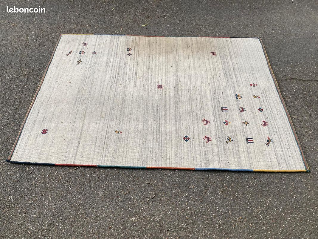 Tapis persan Gabbeh avec motifs ludiques 240x170 (image 2)