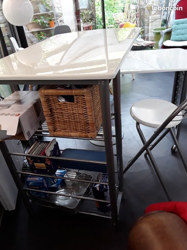 Table haute et plateau pivotant avec rangements et tabouret (image 3)