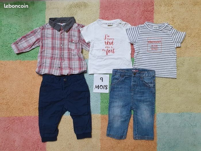 Lot 5 vêtements Garçon 👦 Printemps / été - 9 mois - TBE (image 1)