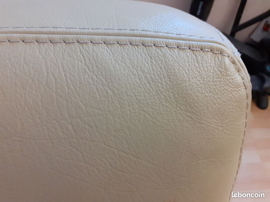 Vend canapé cuir beige (image 6)