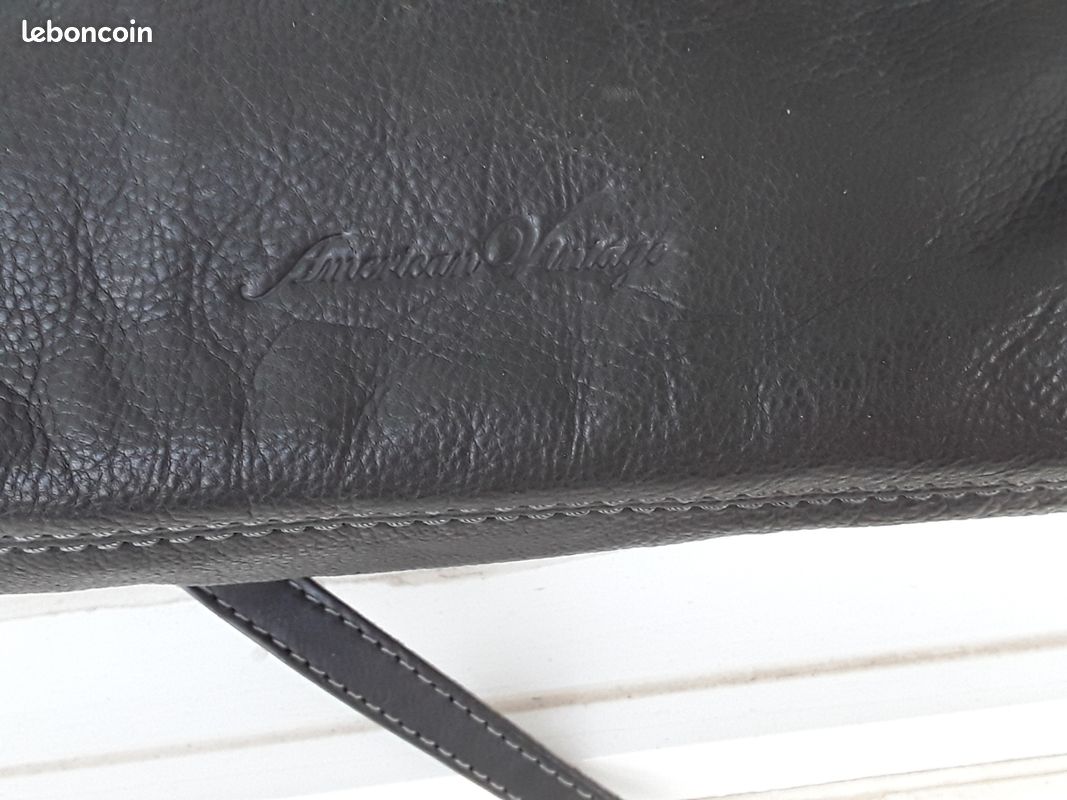 Sac bandoulière femme cuir gris American Vintage (image 6)