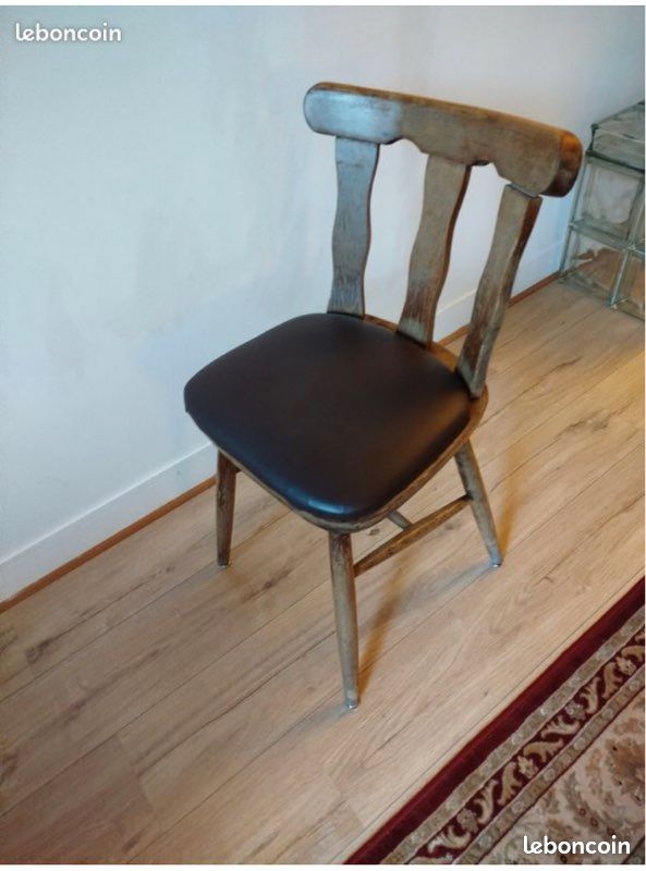 Chaise de bistrot rustique assise en cuir excellente qualité de fabrication (image 2)
