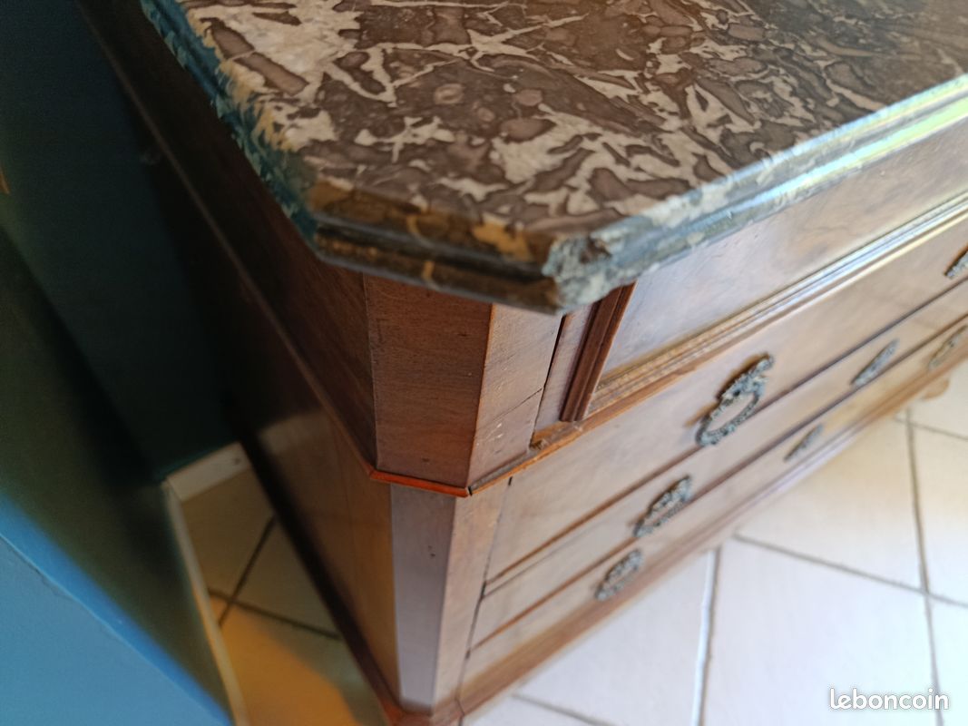 Commode secrétaire Louis-Philippe plateau en marbre (image 9)
