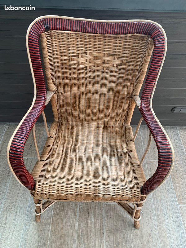 Fauteuil osier ancien (image 1)